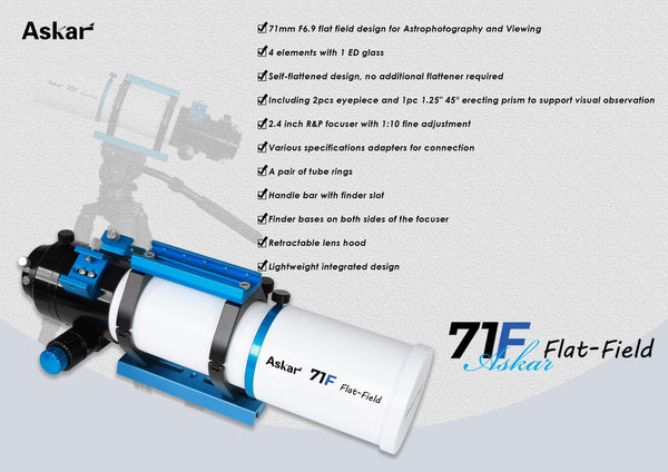 Askar 71F Flat-Field Refractor Telescope and Spotting Scope | ASKAR-71F | Askar 71F Flat-Field Refractor Telescope and Spotting Scope | ASKAR-71F