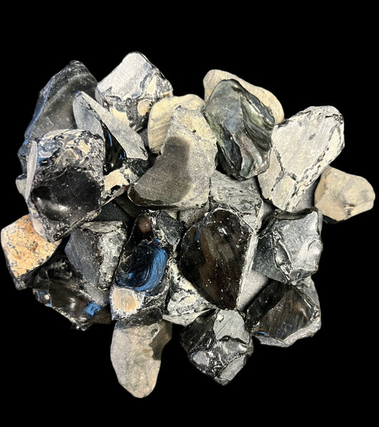 Velvet and Strong Rainbow Obsidian Rough Specimens | Bulk Rock Tumbling Rough - Velvet and Strong Rainbow Obsidian