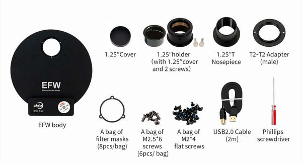 Zwo 7-Position Efw For 36Mm Filters (Zwo-Efw-7X36-Ii) - All-Star Telescope Canada - For All Things Astro, Binoculars, And Science | ZWO 7-Position EFW for 36mm Filters (ZWO-EFW-7x36-II)
