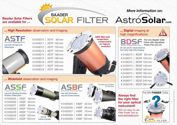 Baader Planetarium Astrosolar Binocular And Camera Solar Filter 60Mm (Asbf) - All-Star Telescope Canada - For All Things Astro, Binoculars, And Science | Baader Planetarium AstroSolar Binocular and Camera Solar Filter (ASBF)