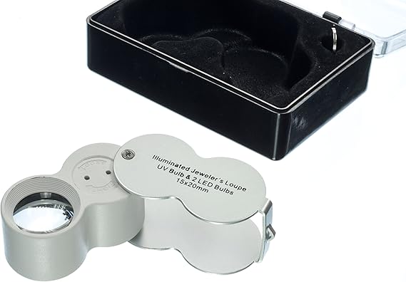 15x20mm Plastic Body Jeweler's Loupe, 2 Led, 1 UV Light | 15x20mm Plastic Body Jeweler's Loupe, 2 Led, 1 UV Light