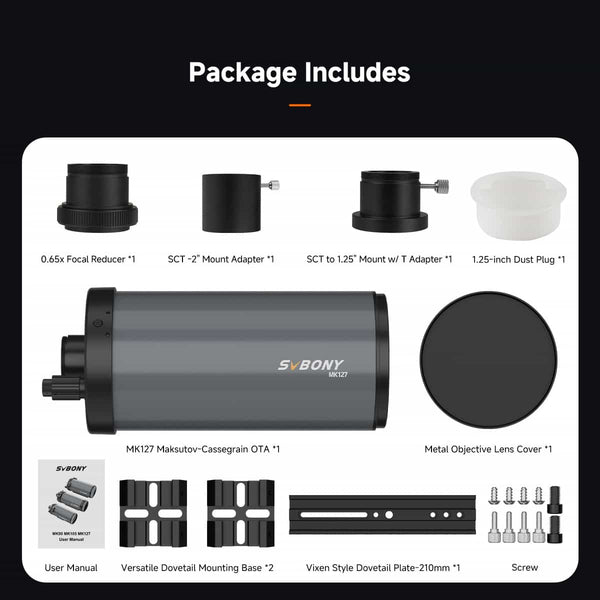 SVBONY MK127 127mm F12 Maksutov Cassegrain Telescope OTA | F9382C | SVBONY MK127 127mm F12 Maksutov Cassegrain Telescope OTA | F9382C