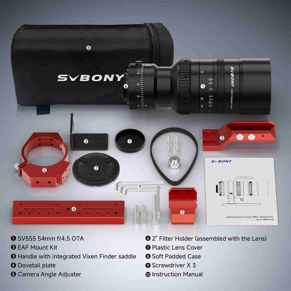 SVBONY SV555 54mm F4.5 APO Petzval Astrograph OTA | F9395A | SVBONY SV555 54mm F4.5 APO Petzval Astrograph OTA | F9395A