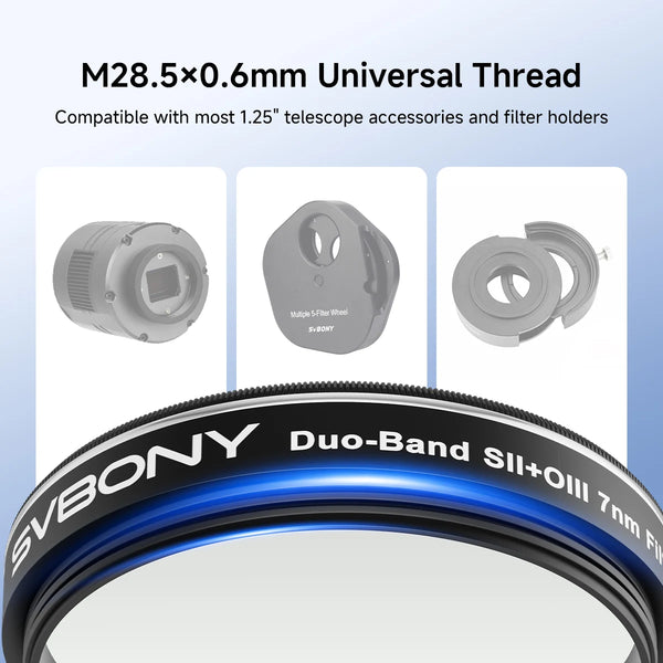 SVBONY SV220 Dual Band 7nm H-Alpha & OIII Filter 1.25" Mounted | W9172A | SVBONY SV220 Dual Band 7nm H-Alpha & OIII Filter 1.25" Mounted | W9172A