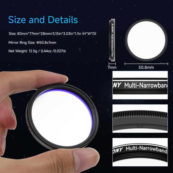 SVBONY SV240 Multi-Narrowband Near-infrared Light Pollution Filter 2" Mounted | W9191A | SVBONY SV240 Multi-Narrowband Near-infrared Light Pollution Filter 2" Mounted | W9191A