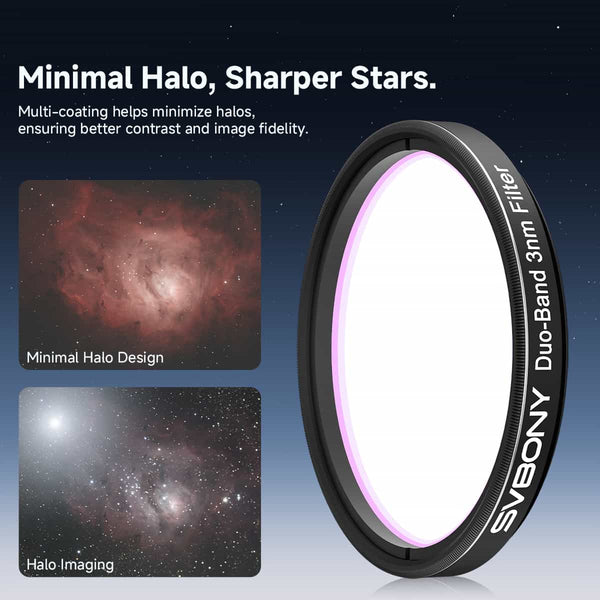 SVBONY SV220 Dual Band 3nm H-Alpha & OIII Filter 2" Mounted | W9198B | SVBONY SV220 Dual Band 3nm H-Alpha & OIII Filter 2" Mounted | W9198B
